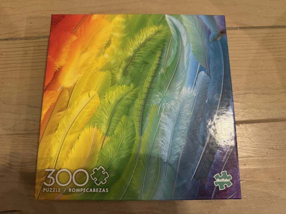 Buffalo Games Rainbow Feathers 300 Piece Jigsaw Puzzle New Sealed 21.25x15